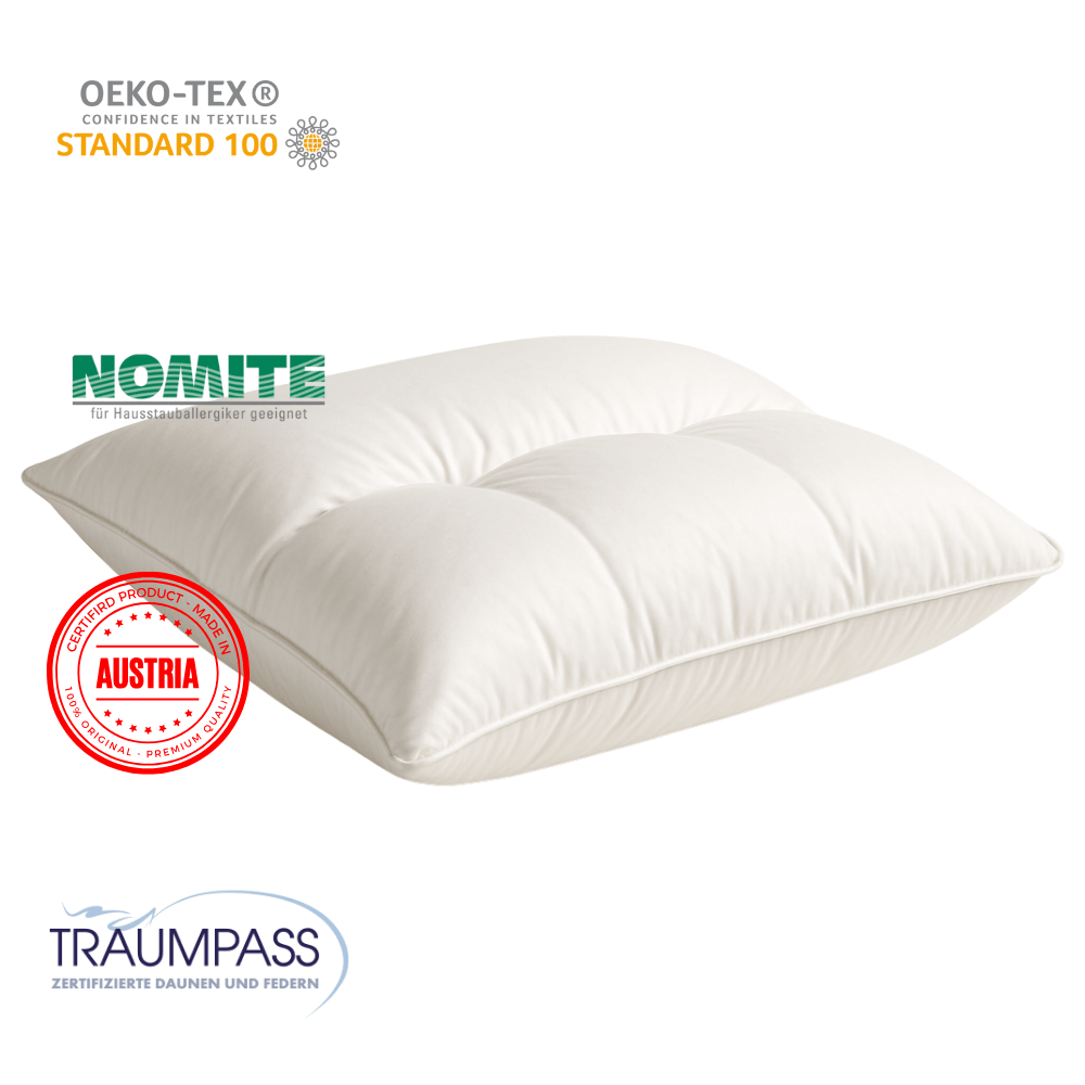 Premium 3 - Kammer - Schlafkissen Exquisit Triple Medium – Arktische Gänsedaunen, Made in Austria - haftig.at