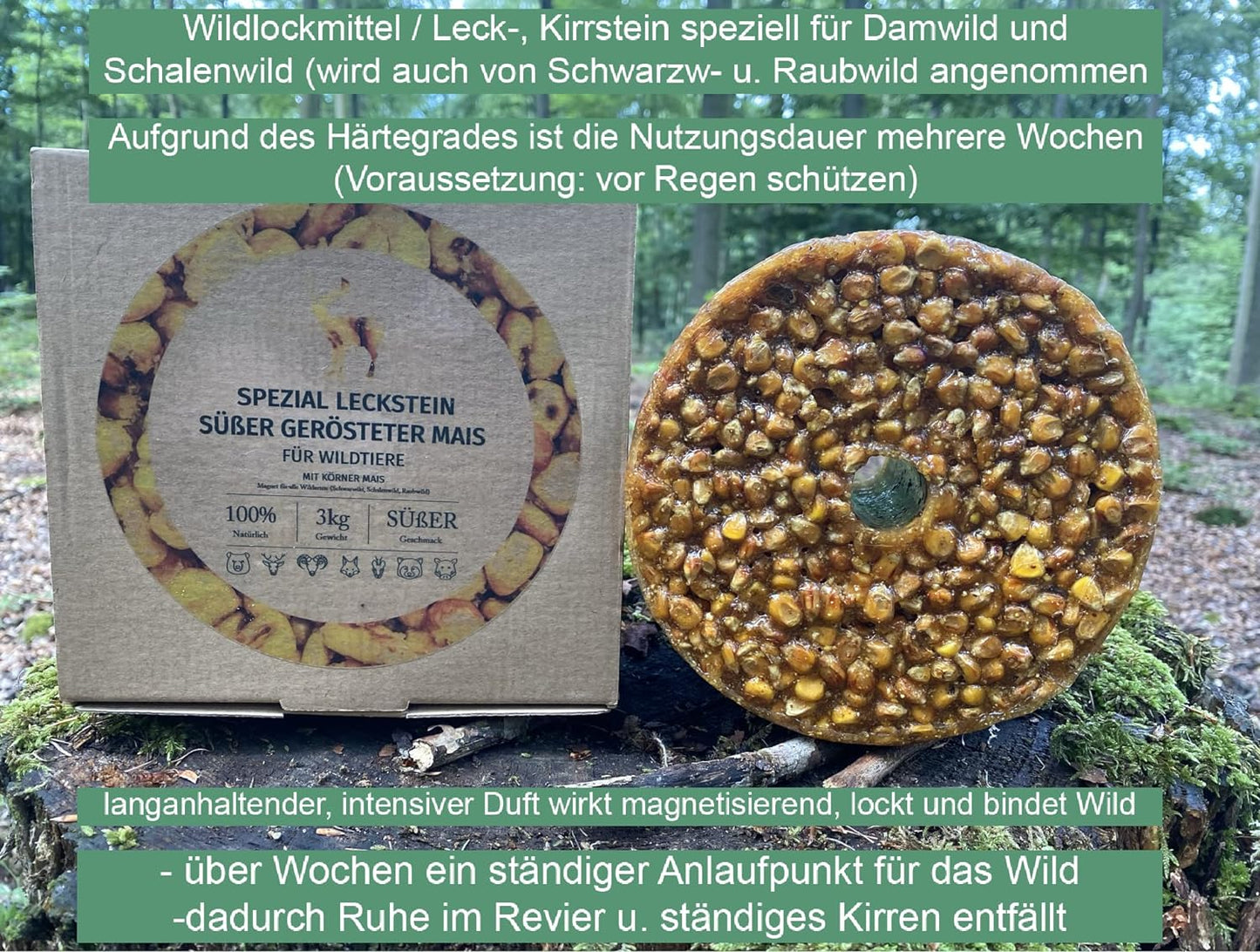 Wildlutscher® Leckstein "Gerösteter Mais", für alle Wildarten (3 kg)