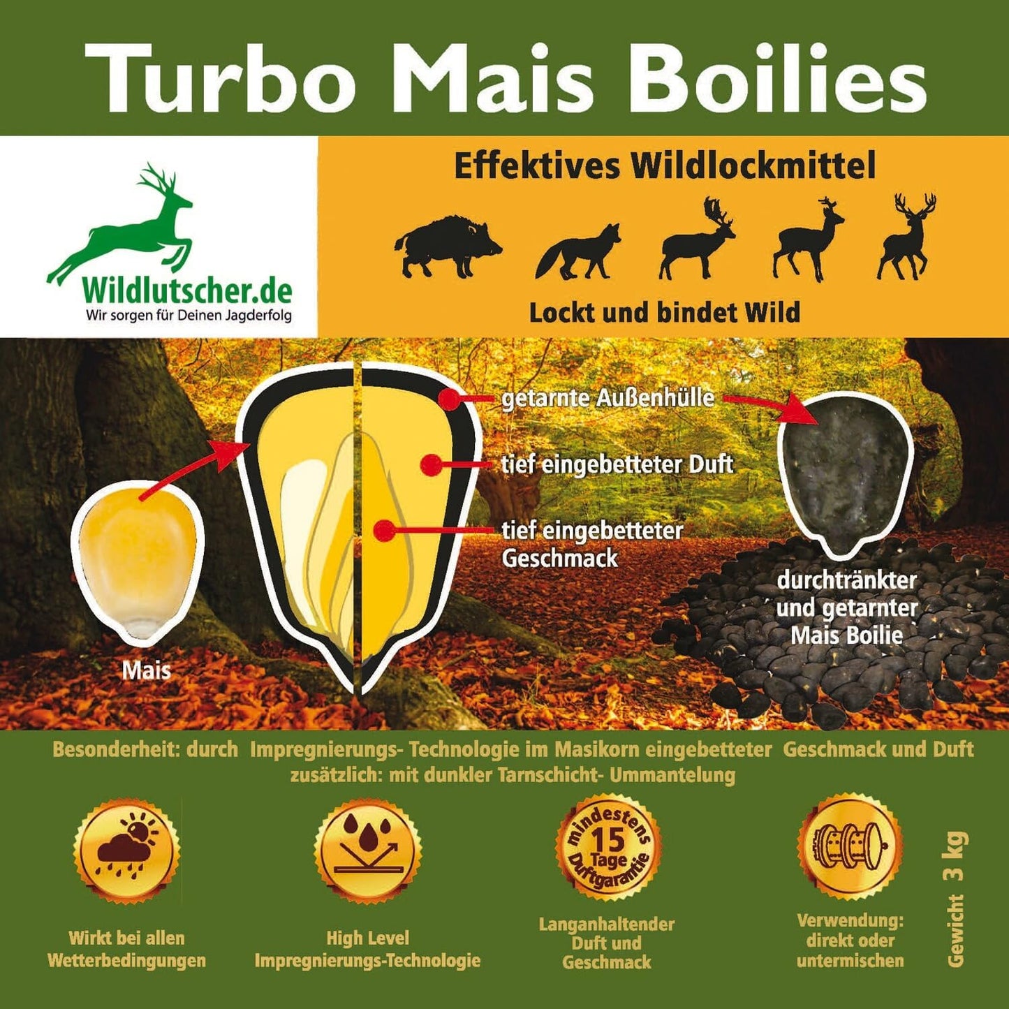 Wildlutscher® Turbo Mais Boilies, 3kg
