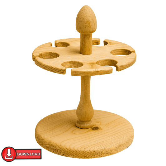DIY Bauplan: Stamperlrondell – Ständer für 6 Stamperlgläser aus Holz - haftig.at