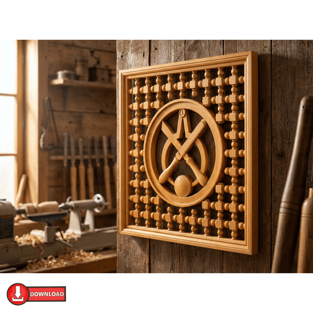 Drechsler Zunftzeichen Bauplan – Traditionelles Holz Werkstattschild DIY Maßzeichnung - haftig.at