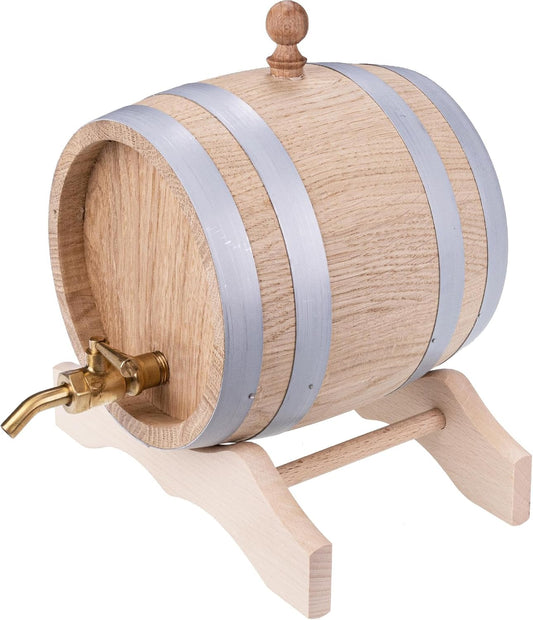 Eichenfass mit Messing - Zapfhahn - 1L bis 10L - Premium Holzfass für Whisky, Wein & Spirituosen - haftig.at