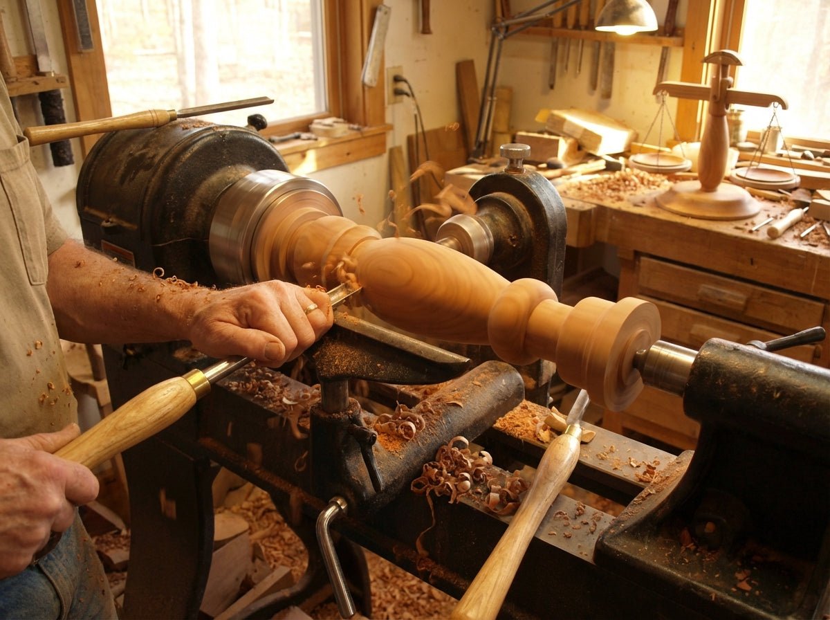 Gedrechselte Waage – Bauplan (PDF) mit einlegbaren Wiegeschalen | Maßstab 1:1 - haftig.at