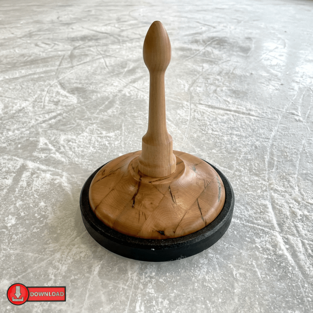 Holz - Eisstock Bauplan 1:1 – Traditioneller Eisstock zum Drechseln | Maßzeichnung mit Schnitt - haftig.at