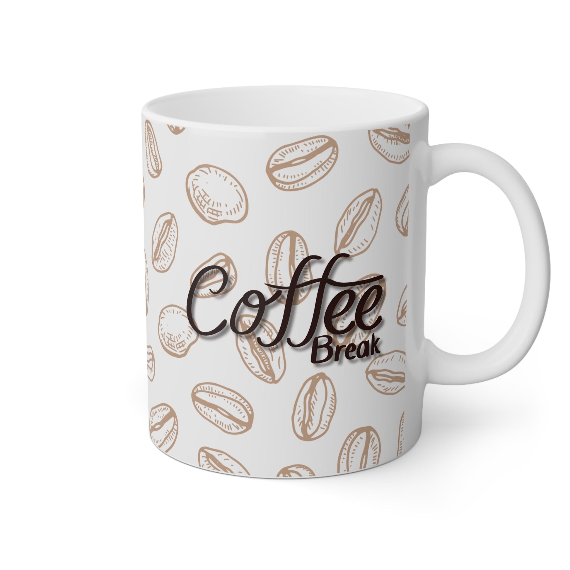Kaffeetasse „Coffee Break“ 325 ml – mit Bohnenmuster, glänzend & spülmaschinenfest - haftig.at