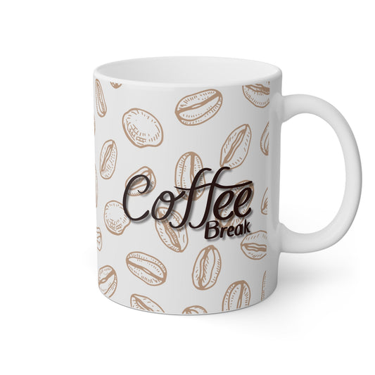 Kaffeetasse „Coffee Break“ 325 ml – mit Bohnenmuster, glänzend & spülmaschinenfest - haftig.at