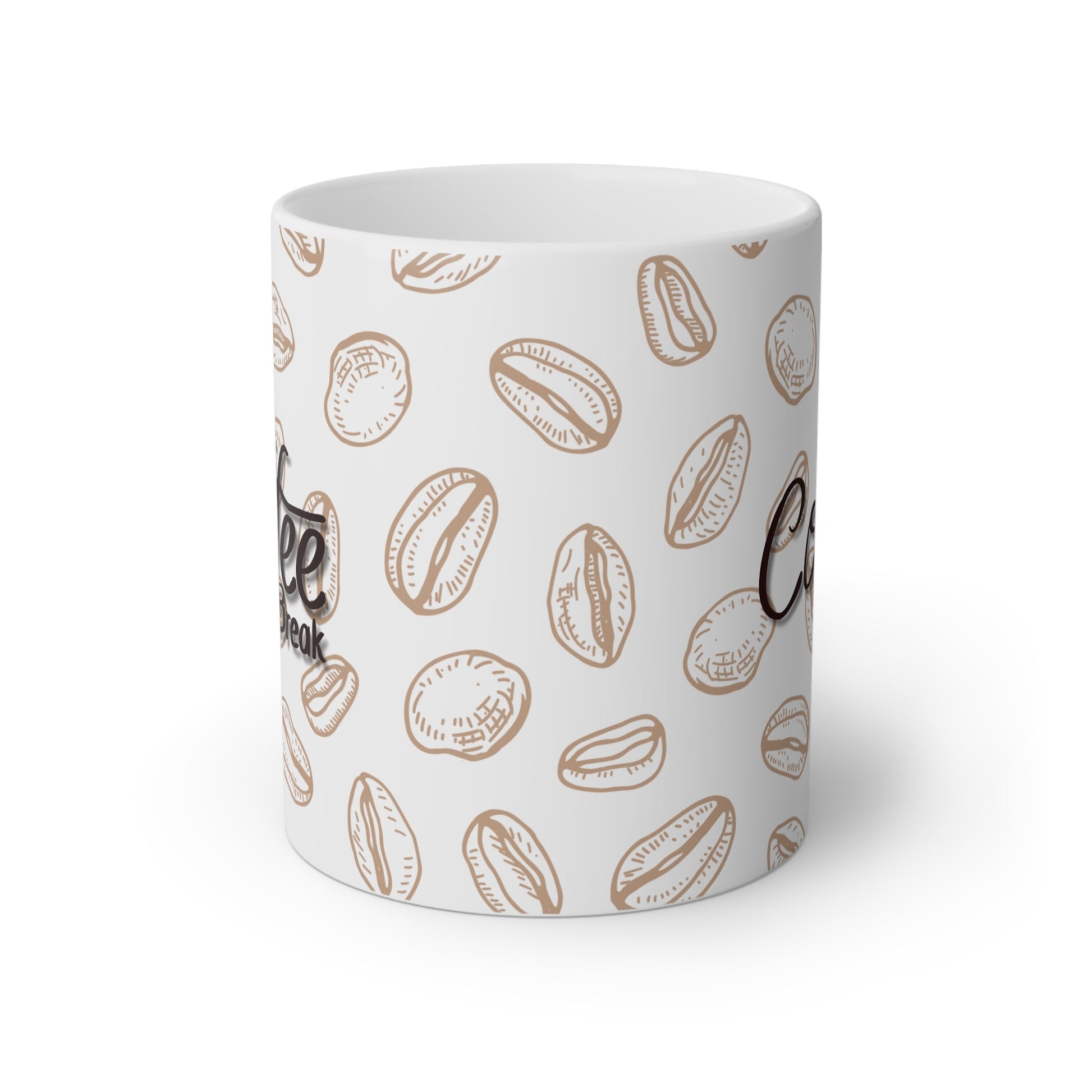 Kaffeetasse „Coffee Break“ 325 ml – mit Bohnenmuster, glänzend & spülmaschinenfest - haftig.at