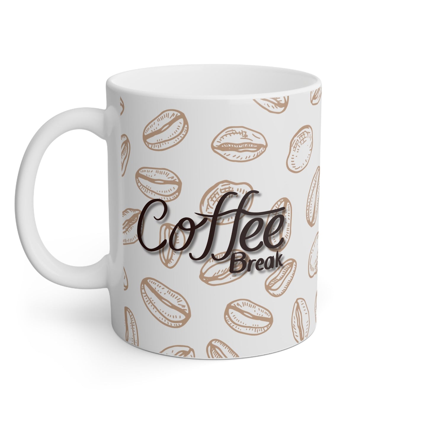 Kaffeetasse „Coffee Break“ 325 ml – mit Bohnenmuster, glänzend & spülmaschinenfest - haftig.at