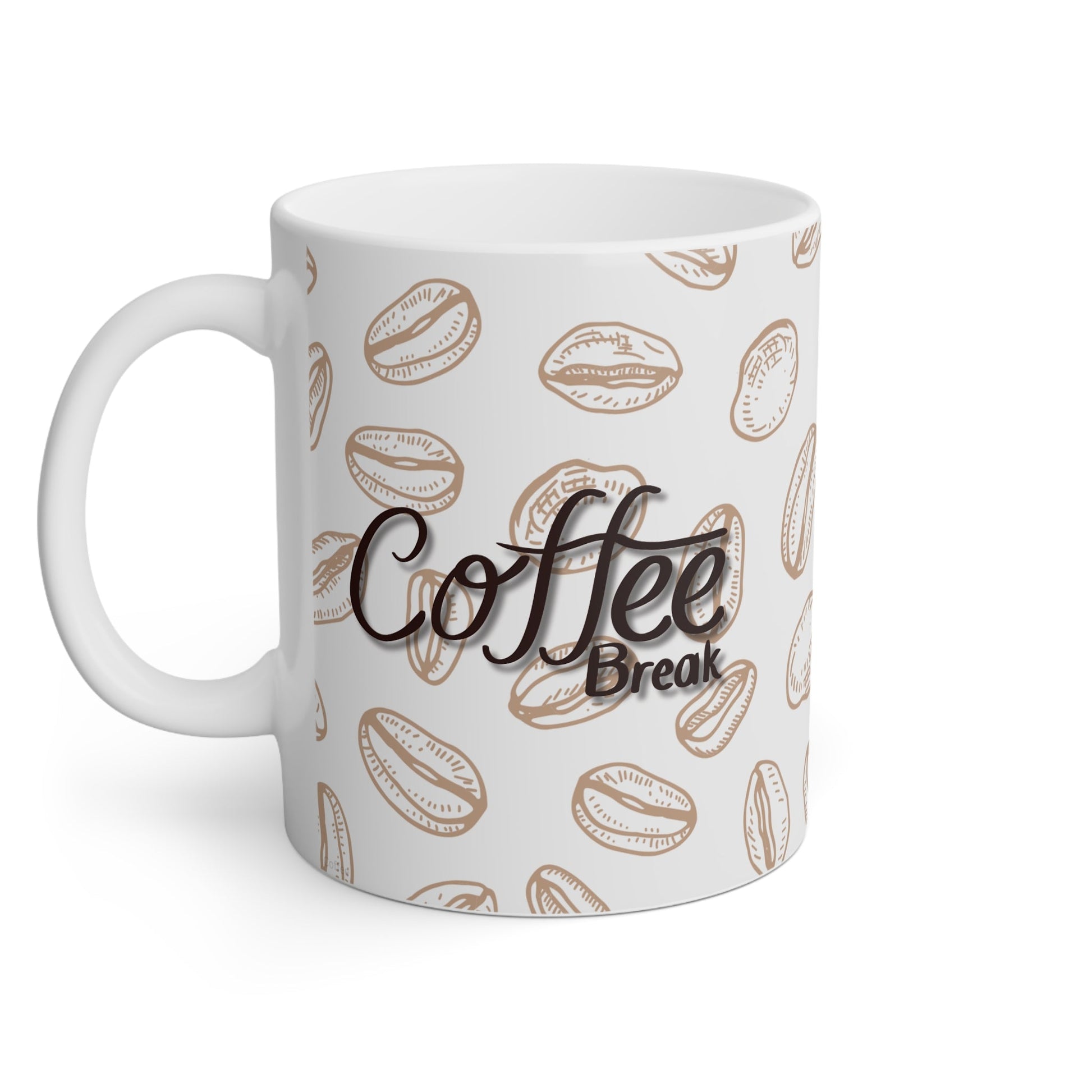 Kaffeetasse „Coffee Break“ 325 ml – mit Bohnenmuster, glänzend & spülmaschinenfest - haftig.at