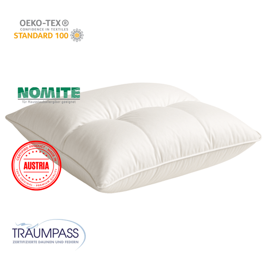 Premium 3 - Kammer - Schlafkissen Exquisit Triple Medium – Arktische Gänsedaunen, Made in Austria - haftig.at