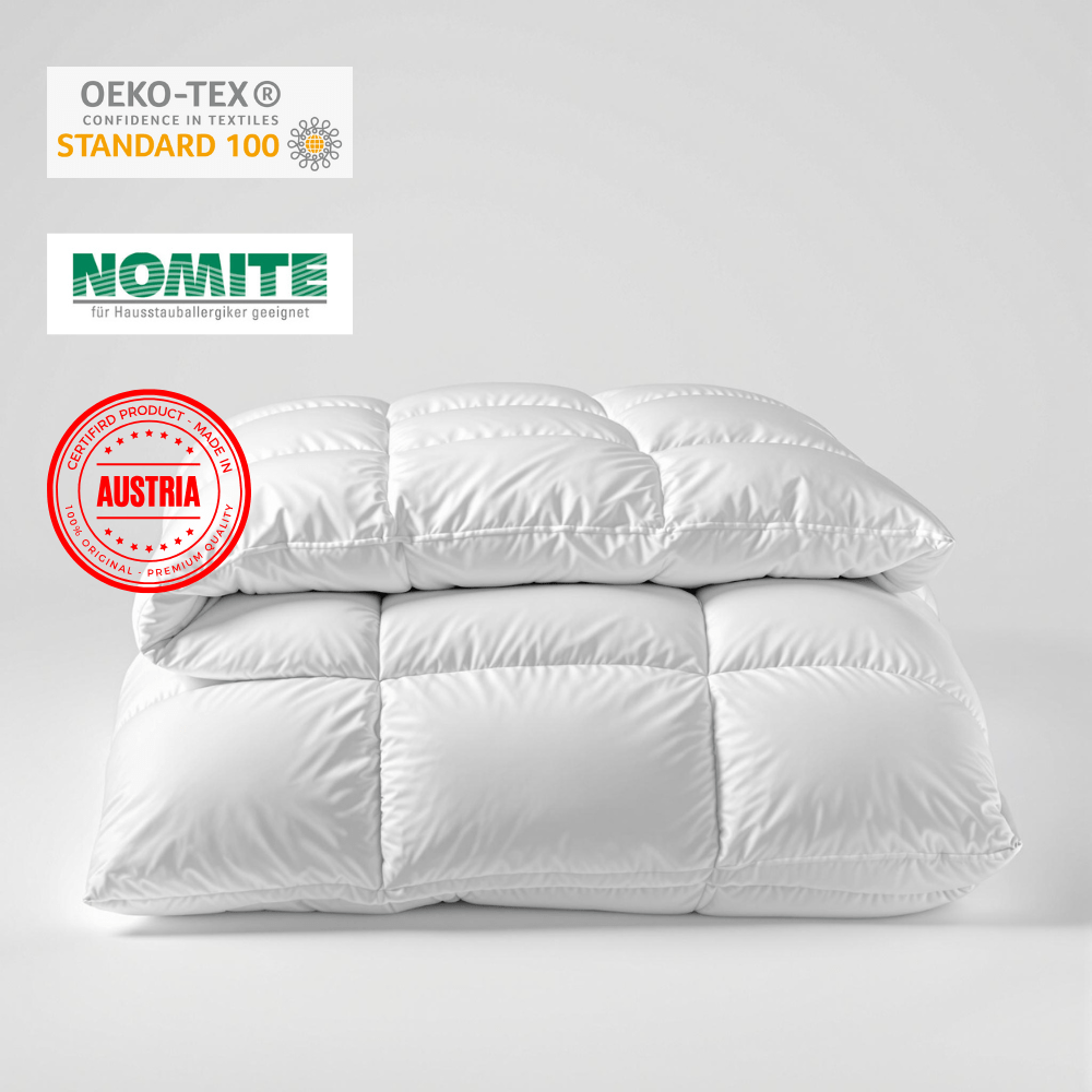 Premium Sommerdaunendecke Ultra Light – 100% Gänsedaunen aus Masuren, Made in Austria - haftig.at