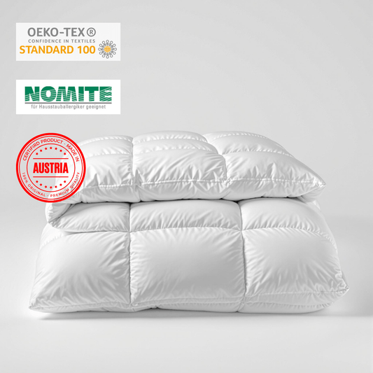 Premium Sommerdaunendecke Ultra Light – 100% Gänsedaunen aus Masuren, Made in Austria - haftig.at