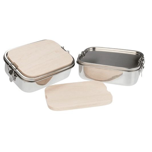 Wasserdichte Edelstahl - Lunchbox 1 200 ml mit FSC - Ahorn Schneidebrett – nachhaltig, robust & praktisch - haftig.at