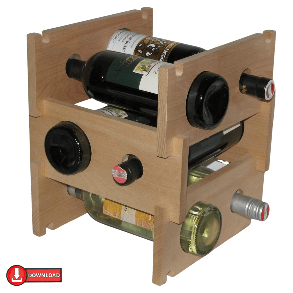 Weinturm Bauanleitung (PDF) – steckbares DIY Weinregal aus Holz mit 1:1 Bauplan - haftig.at